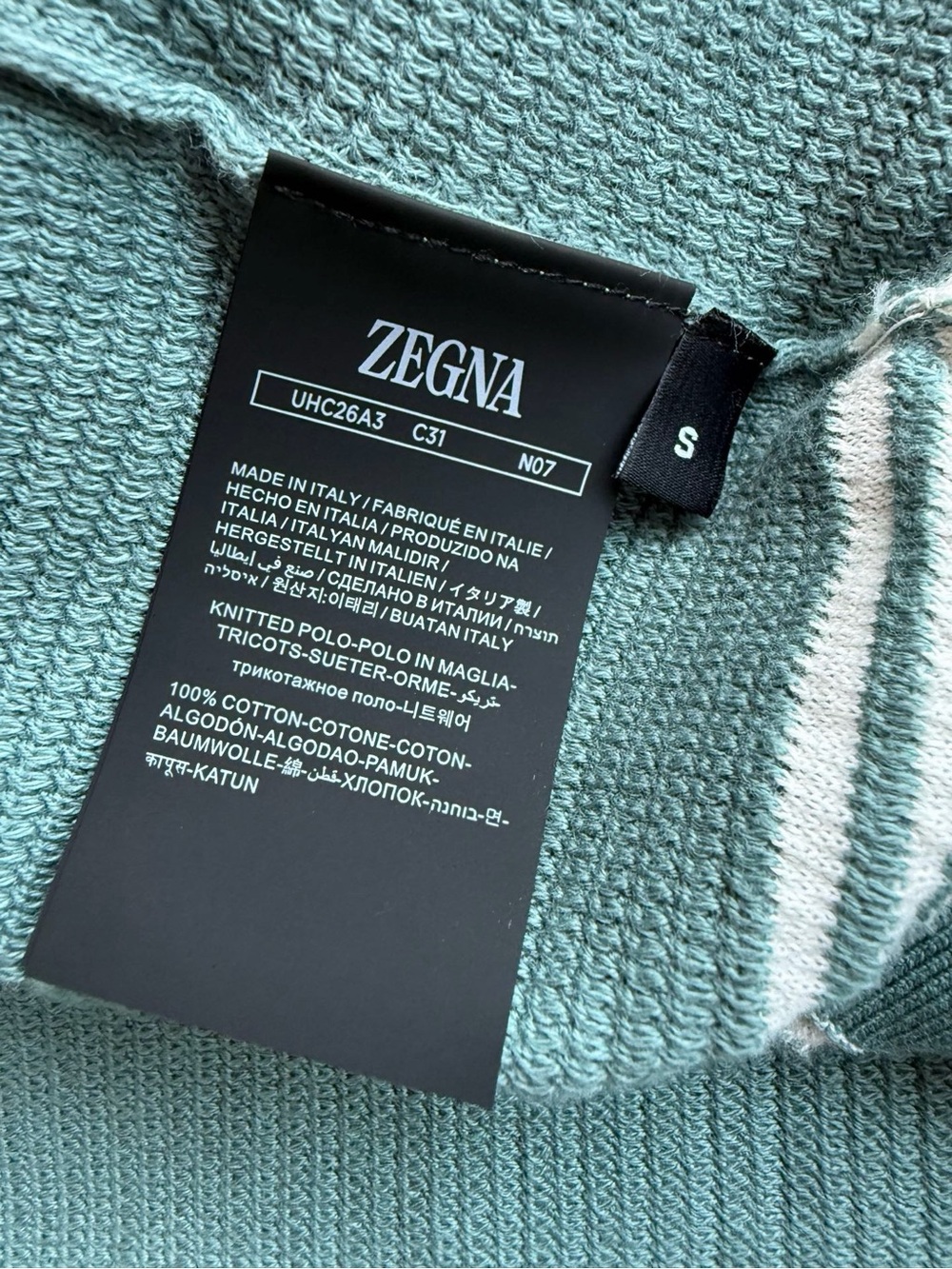 NWOT Zegna Men’s Premium Cotton Short-Sleeve Polo Shirt in Blue, Size S/M/L/XL - Picture 8 of 16